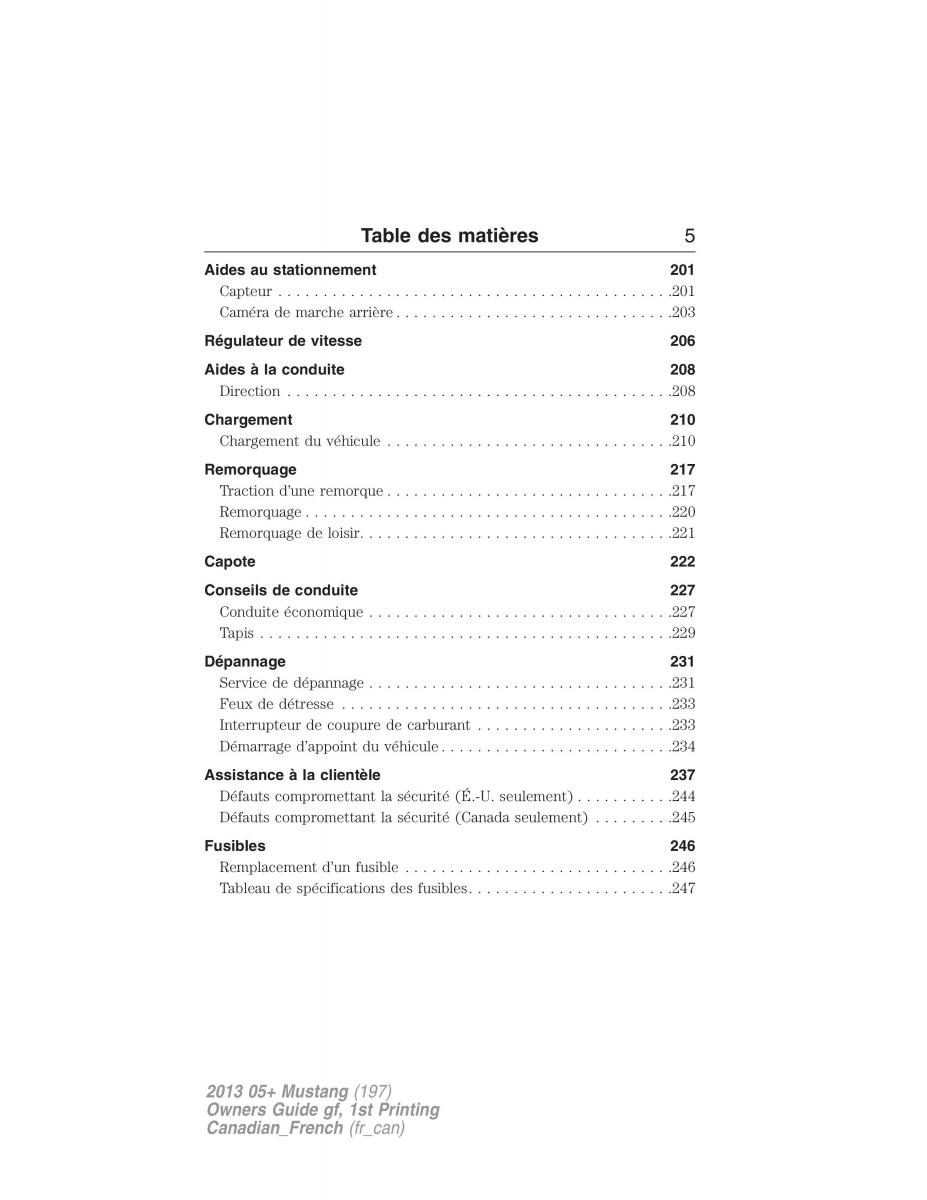 Ford Mustang V 5 manuel du proprietaire / page 5