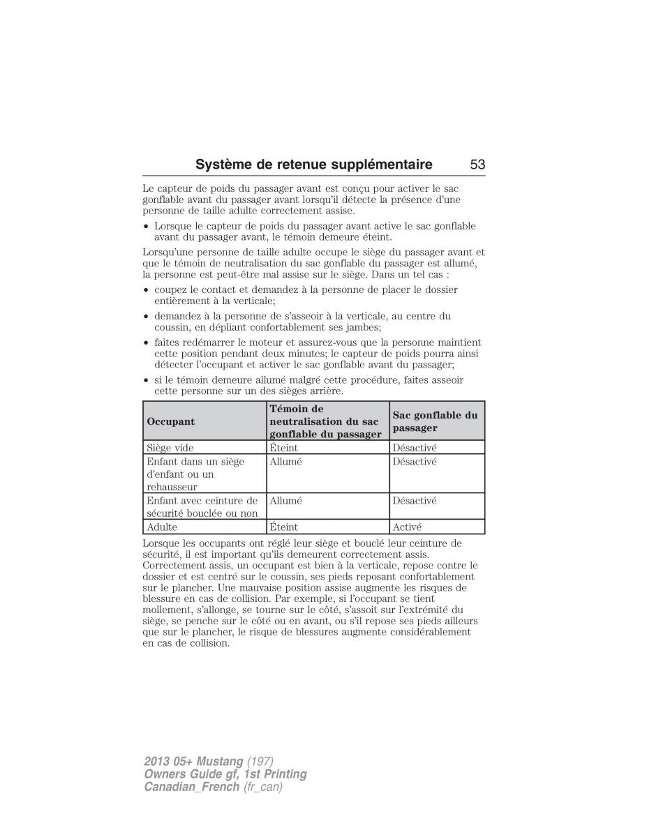 Ford Mustang V 5 manuel du proprietaire / page 53