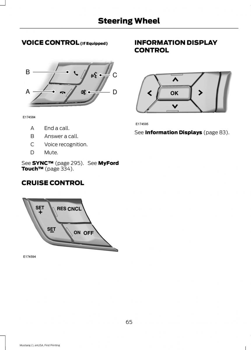 Ford Mustang VI 6 owners manual / page 68