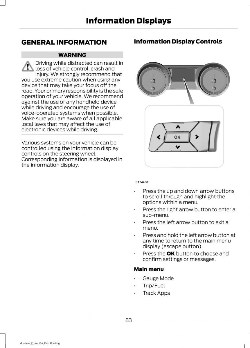 Ford Mustang VI 6 owners manual / page 86