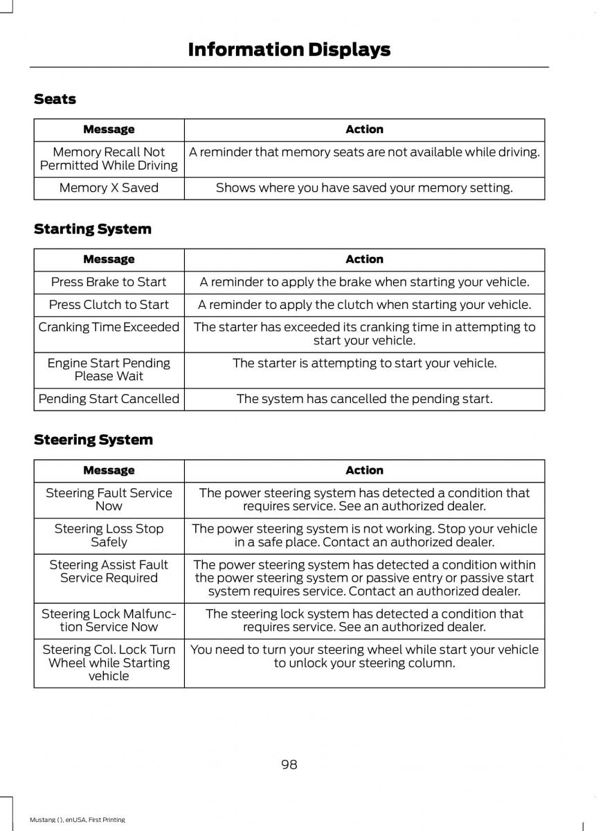 Ford Mustang VI 6 owners manual / page 101