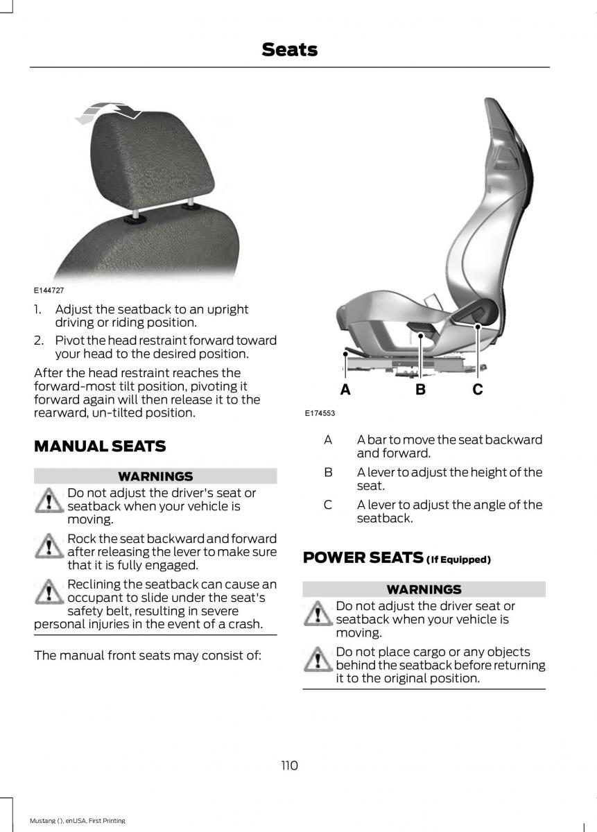 Ford Mustang VI 6 owners manual / page 113