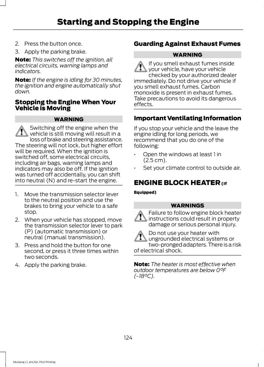 Ford Mustang VI 6 owners manual / page 127