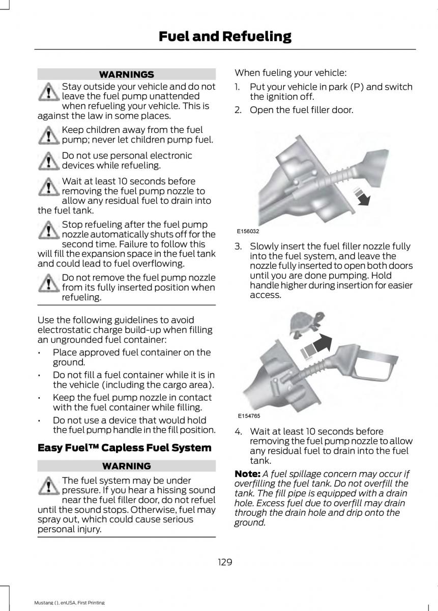 Ford Mustang VI 6 owners manual / page 132