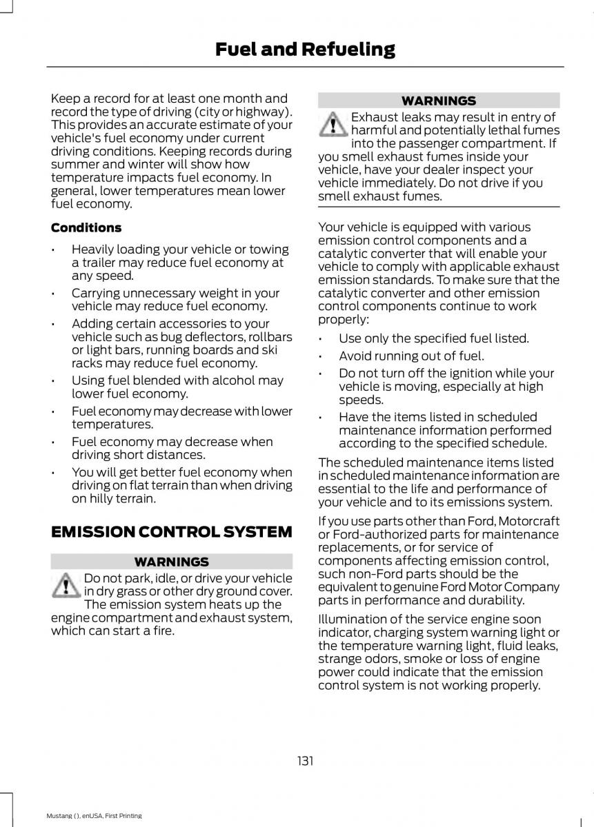 Ford Mustang VI 6 owners manual / page 134