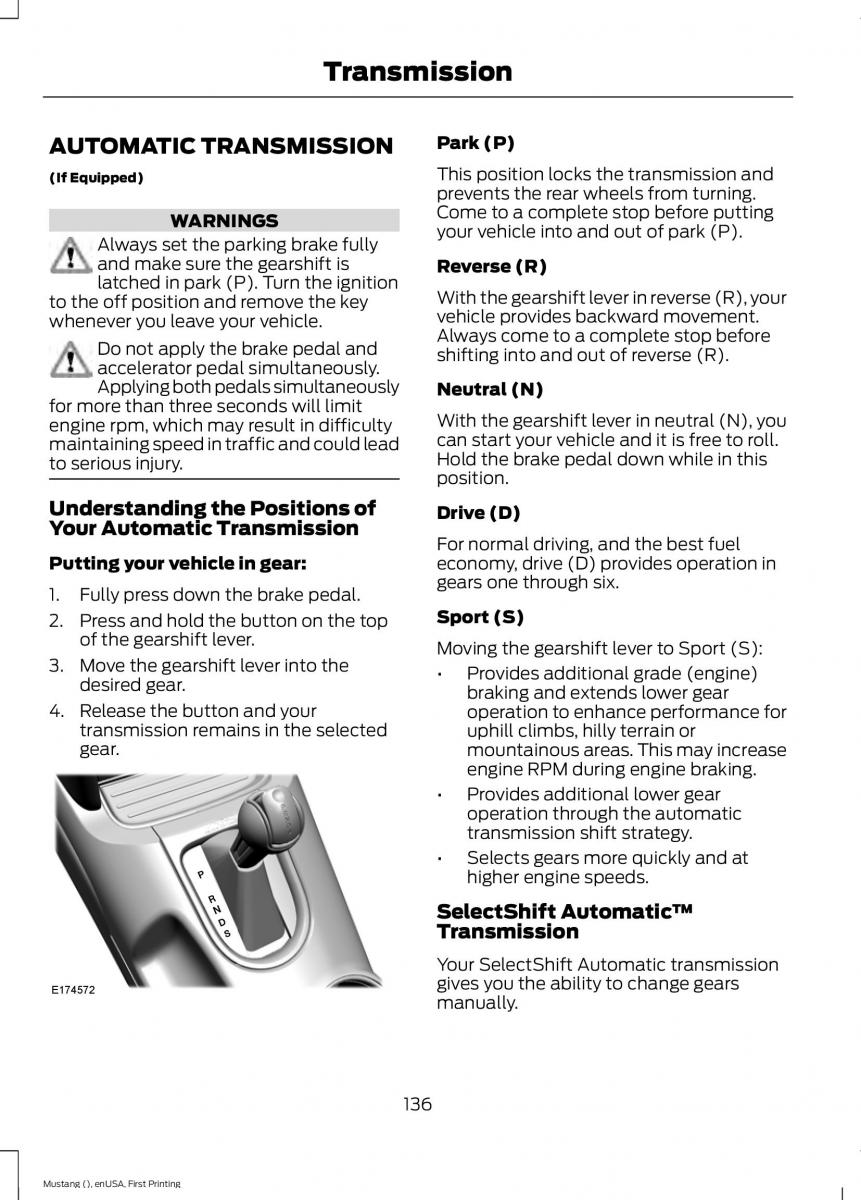 Ford Mustang VI 6 owners manual / page 139