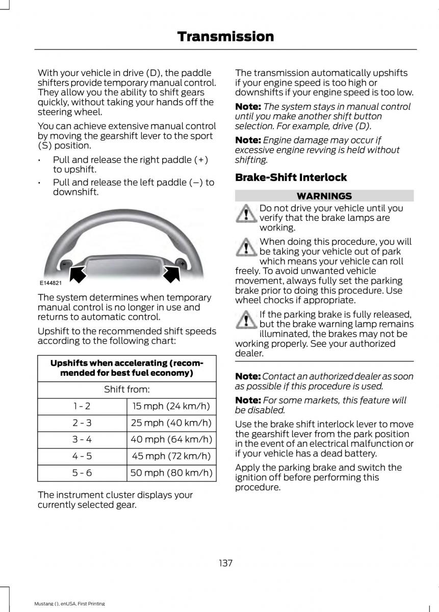 Ford Mustang VI 6 owners manual / page 140