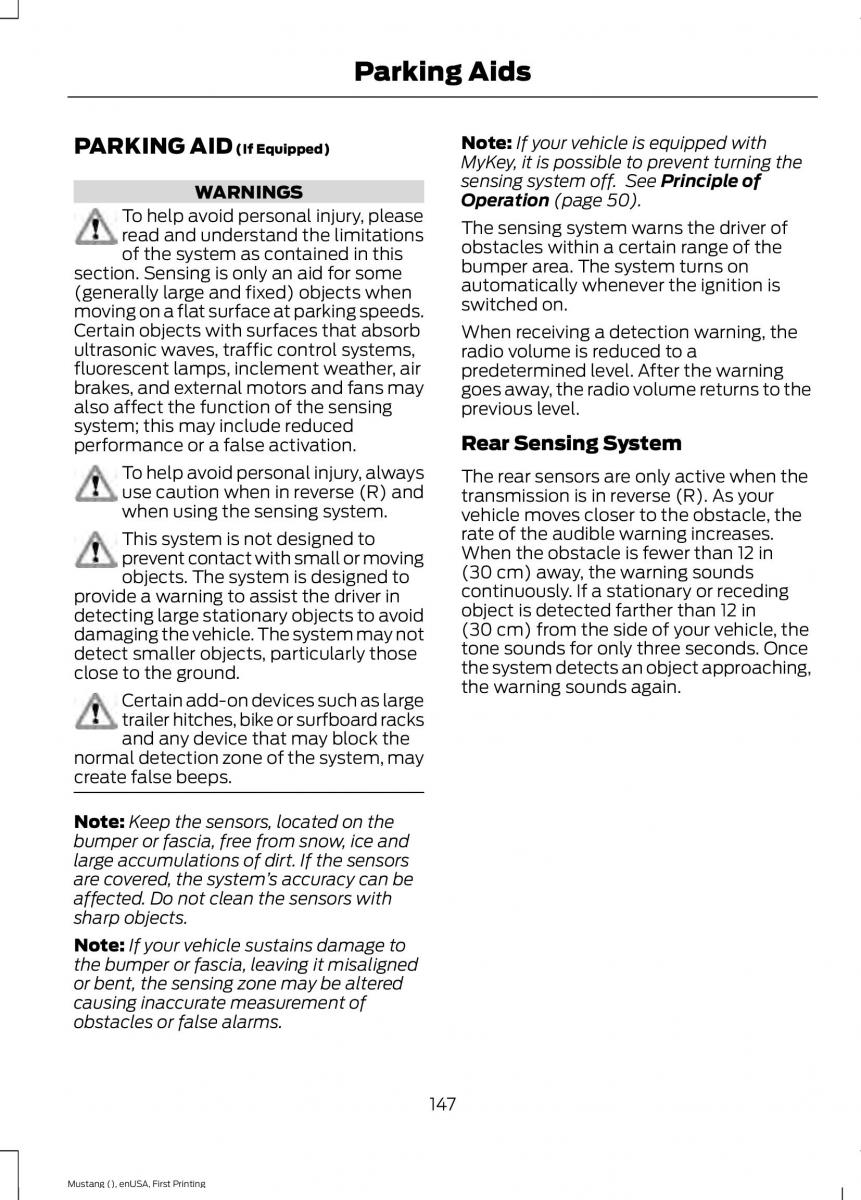 Ford Mustang VI 6 owners manual / page 150