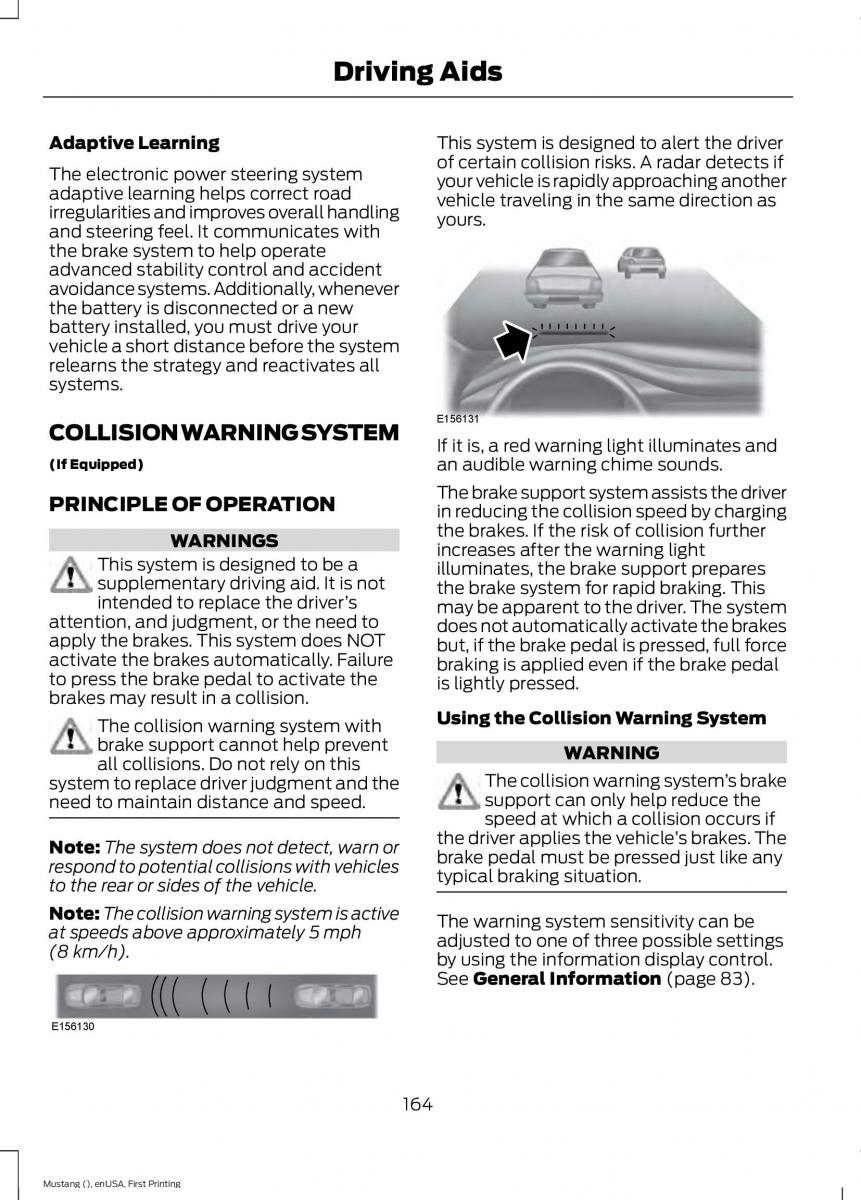 Ford Mustang VI 6 owners manual / page 167