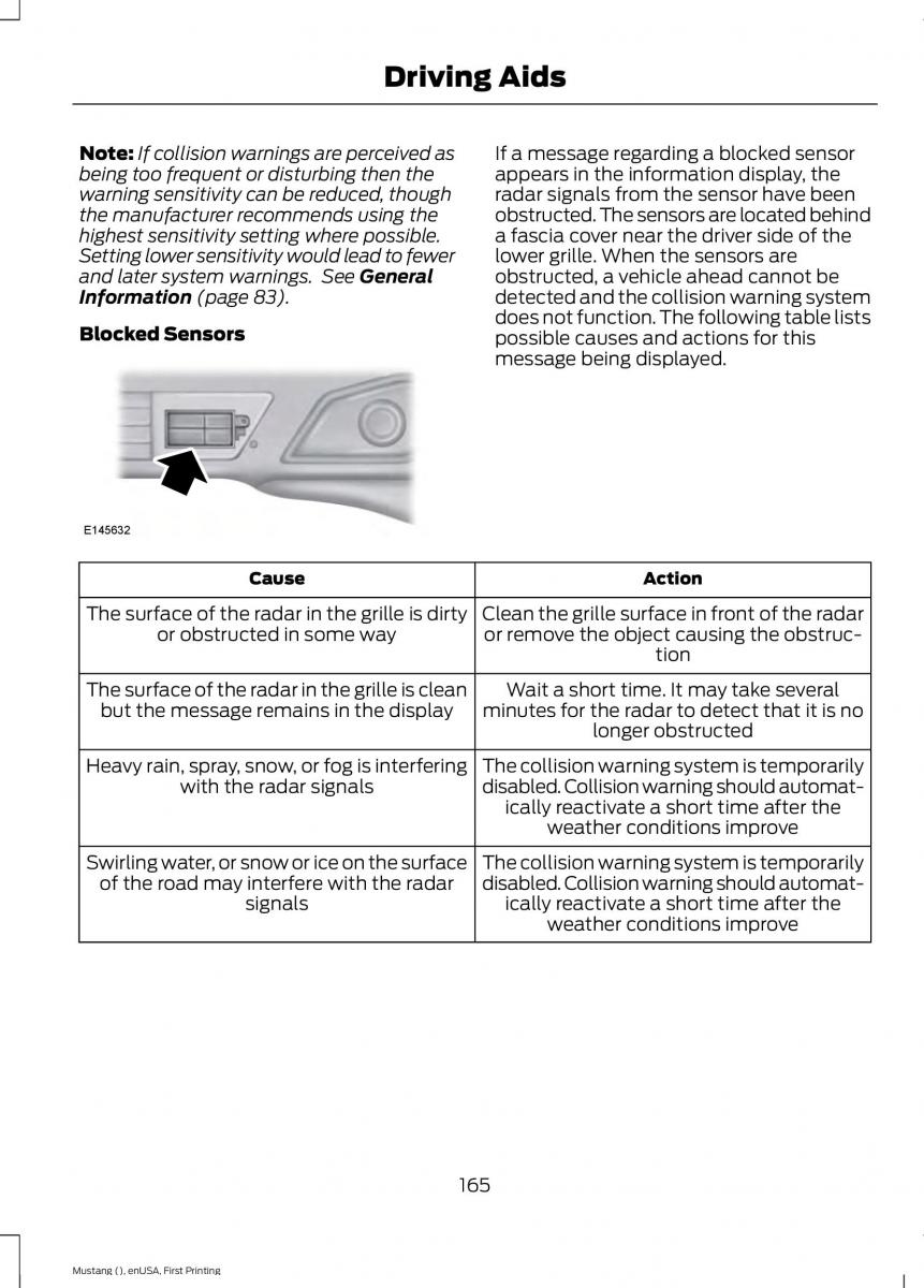 Ford Mustang VI 6 owners manual / page 168