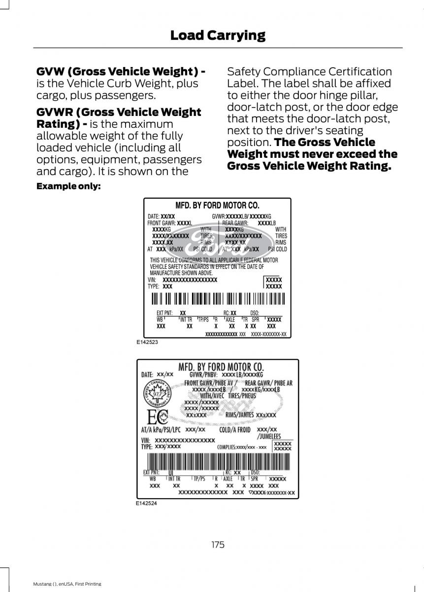 Ford Mustang VI 6 owners manual / page 178