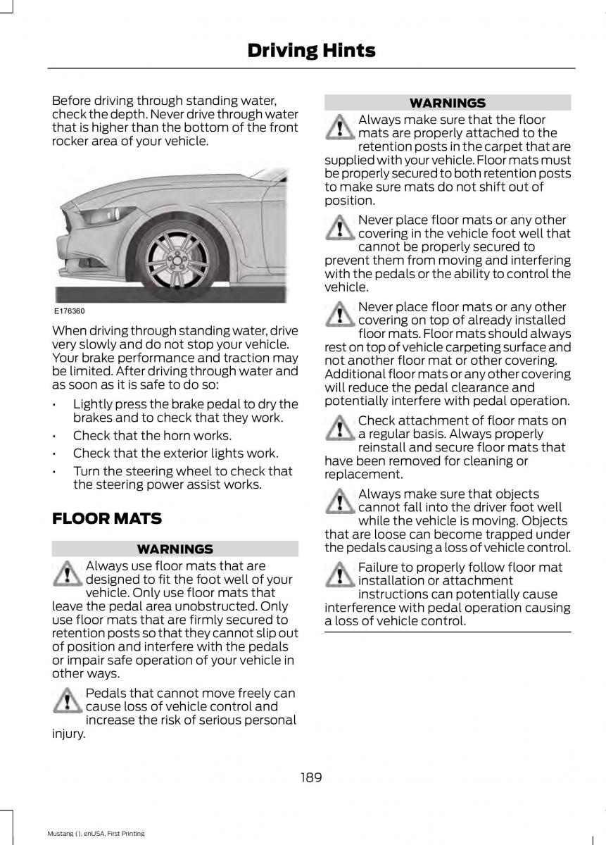 Ford Mustang VI 6 owners manual / page 192