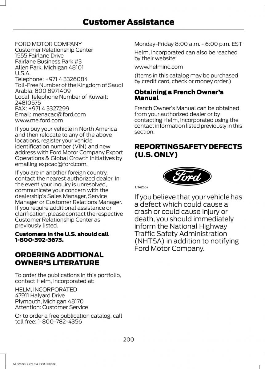 Ford Mustang VI 6 owners manual / page 203