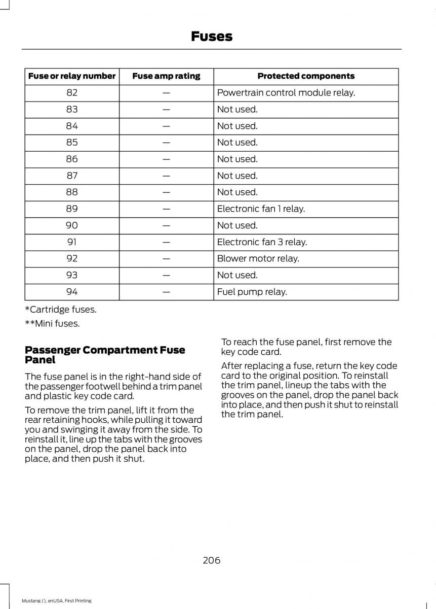 Ford Mustang VI 6 owners manual / page 209