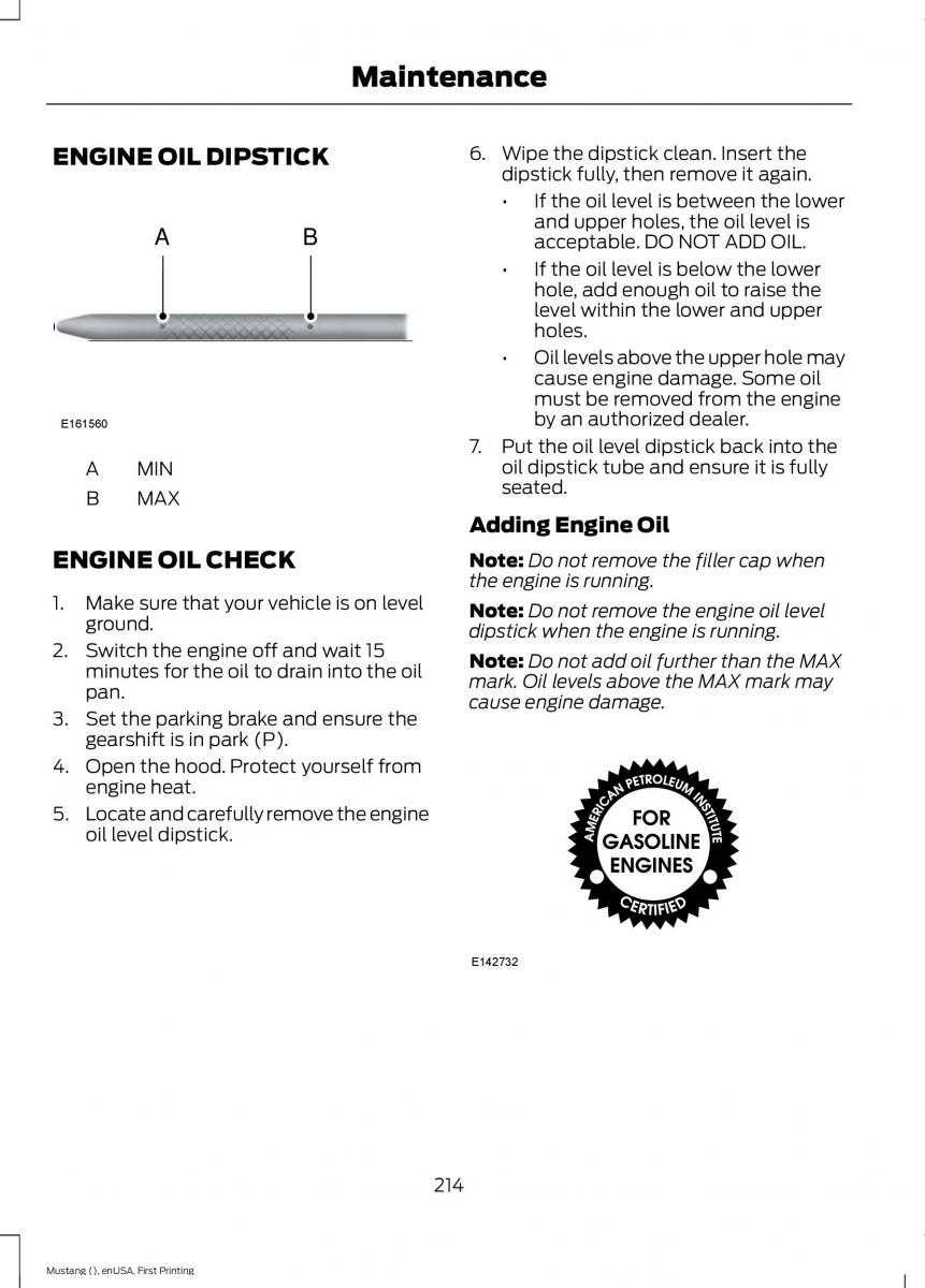 Ford Mustang VI 6 owners manual / page 217