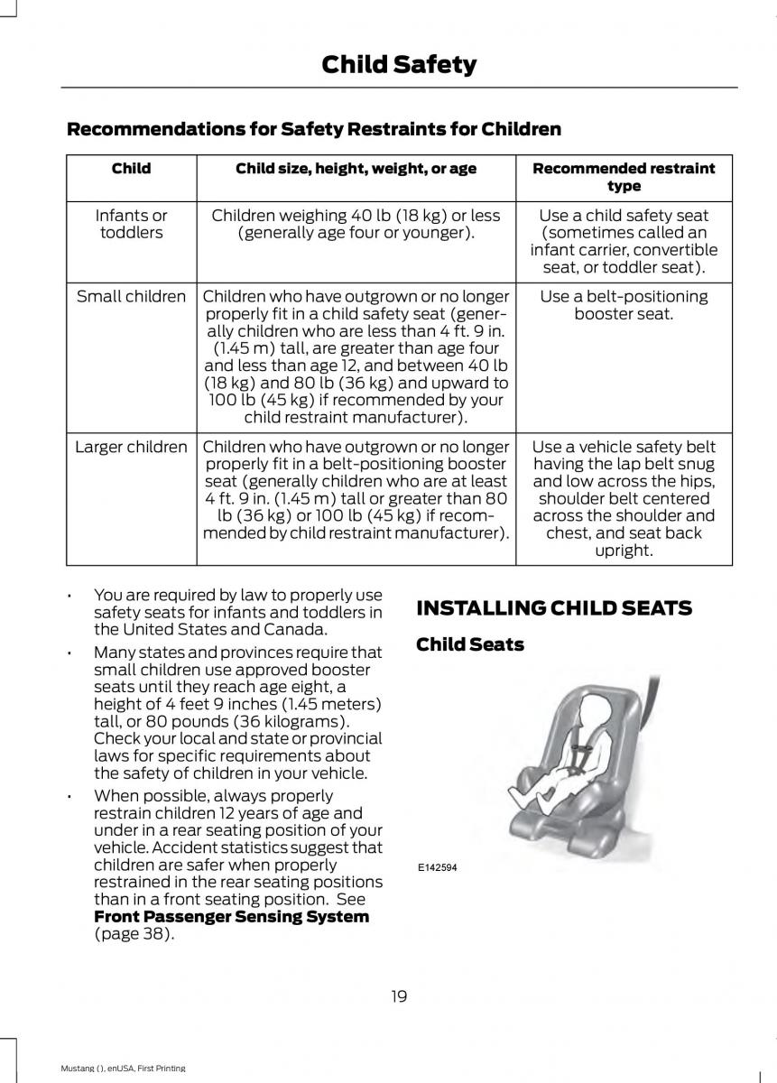 Ford Mustang VI 6 owners manual / page 22