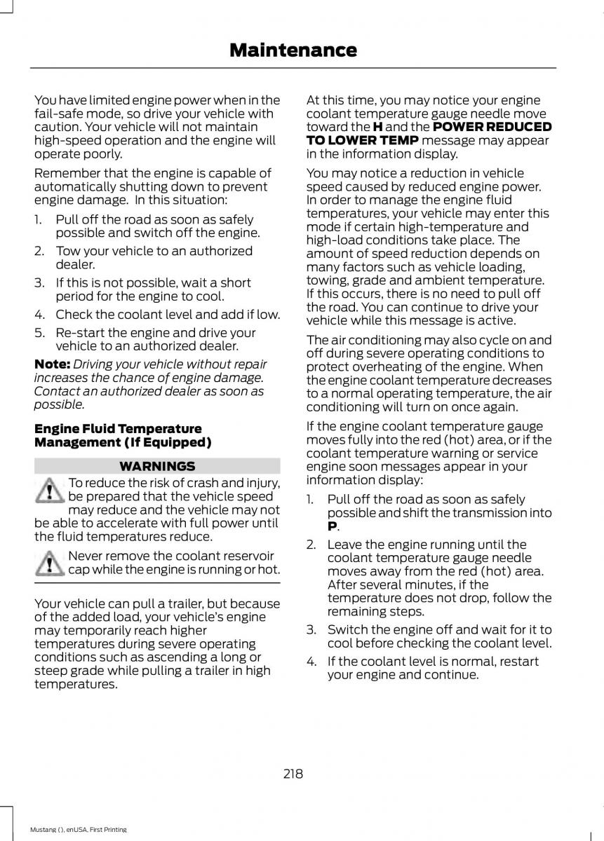 Ford Mustang VI 6 owners manual / page 221