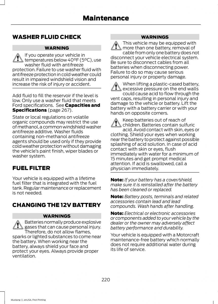 Ford Mustang VI 6 owners manual / page 223