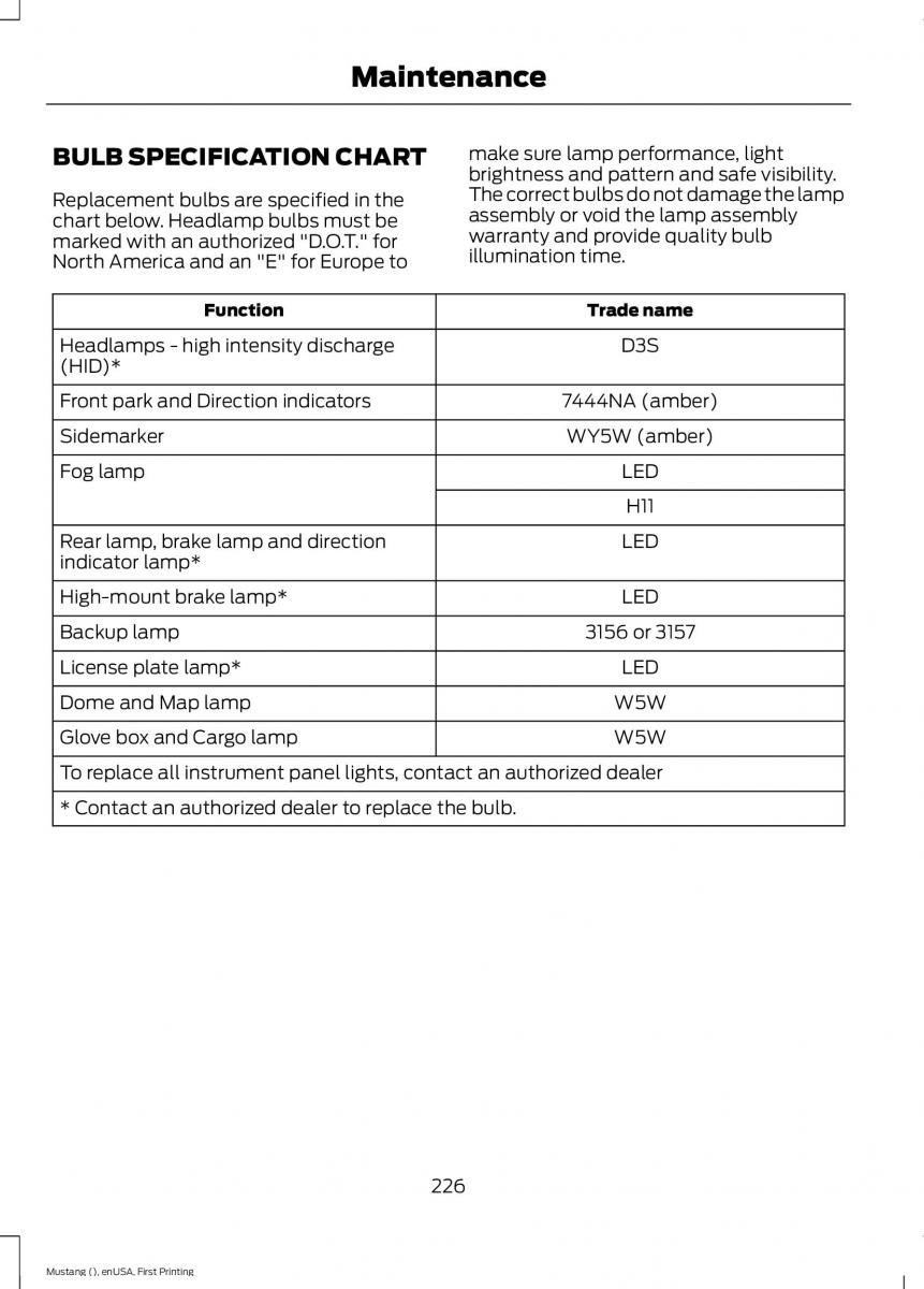 Ford Mustang VI 6 owners manual / page 229