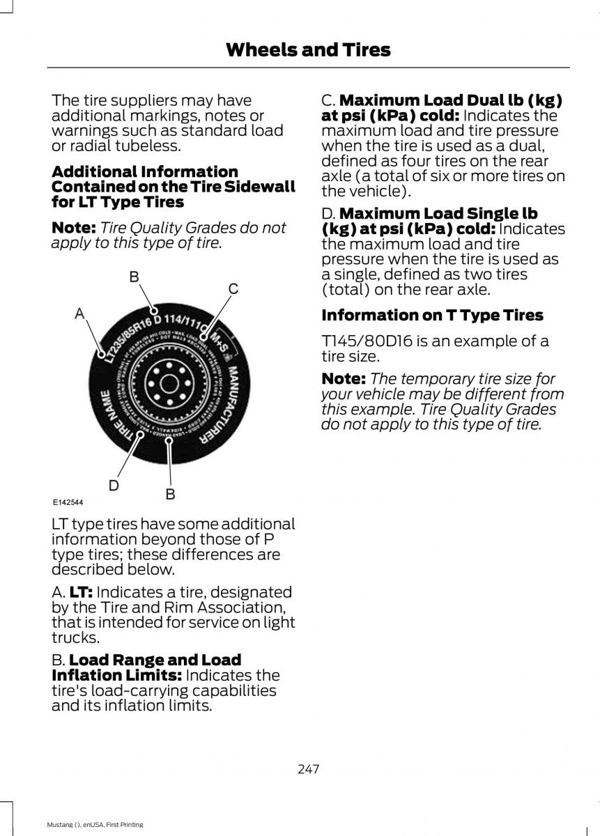 Ford Mustang VI 6 owners manual / page 250