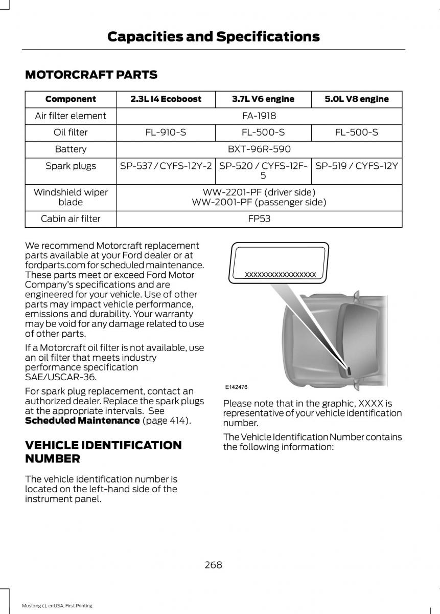 Ford Mustang VI 6 owners manual / page 271