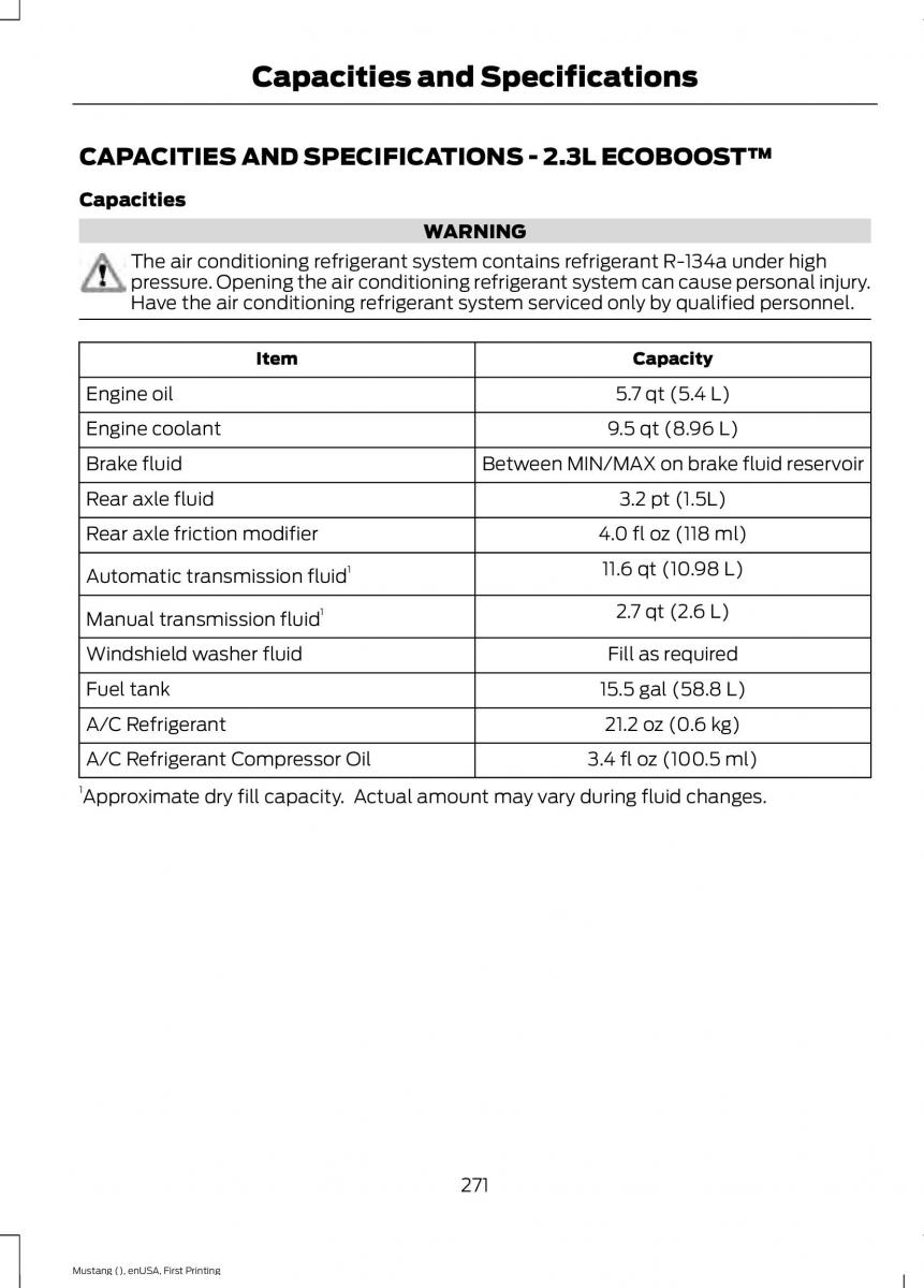 Ford Mustang VI 6 owners manual / page 274