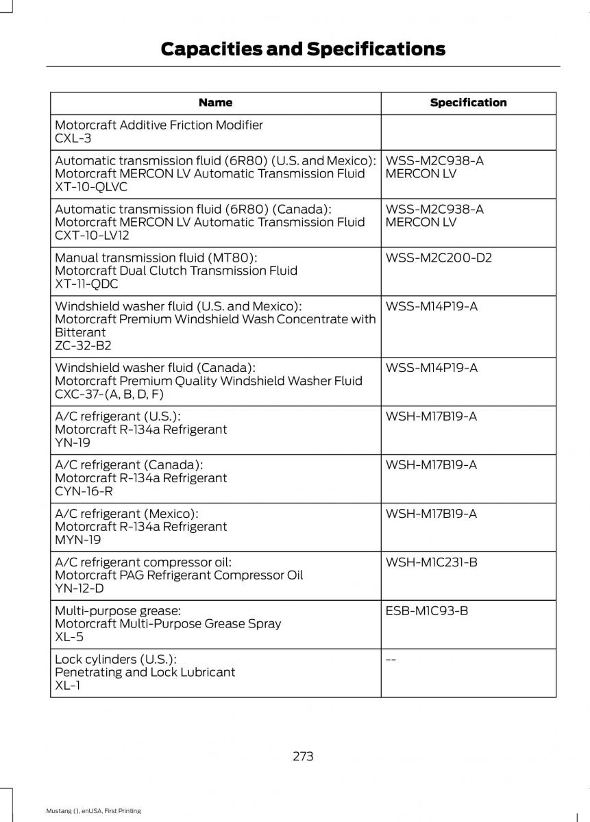 Ford Mustang VI 6 owners manual / page 276