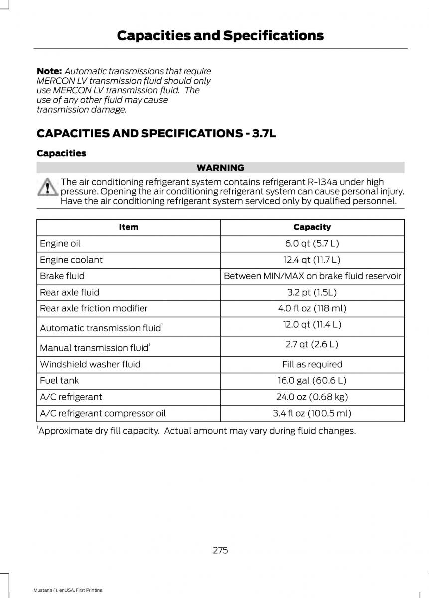 Ford Mustang VI 6 owners manual / page 278