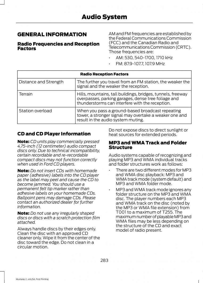 Ford Mustang VI 6 owners manual / page 286