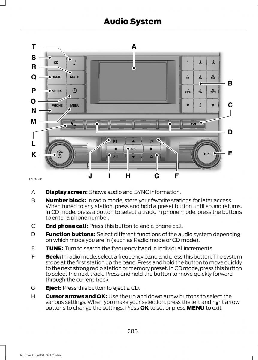 Ford Mustang VI 6 owners manual / page 288