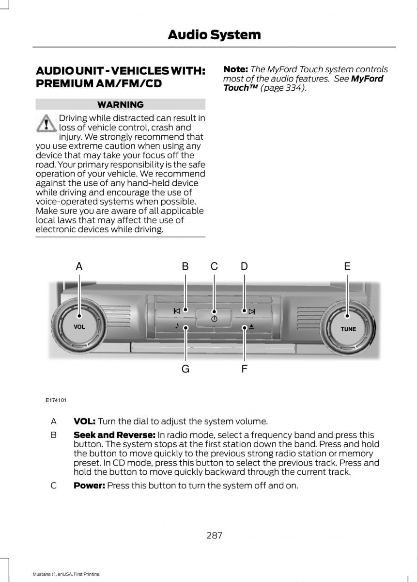 Ford Mustang VI 6 owners manual / page 290