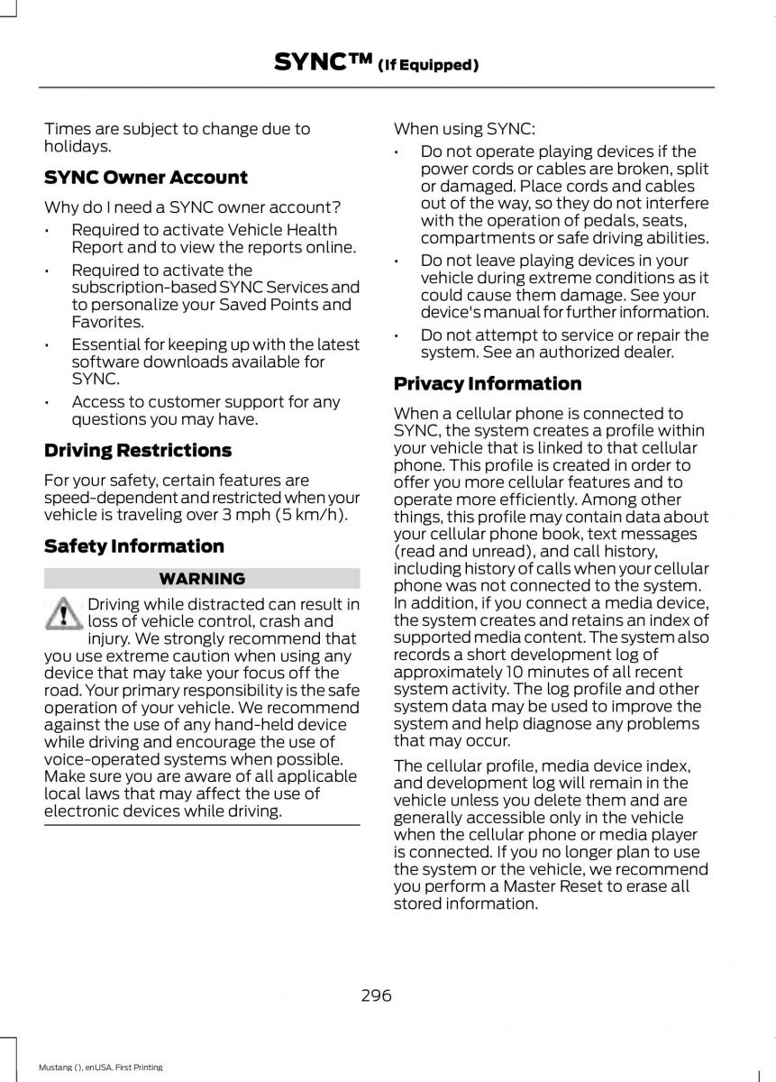 Ford Mustang VI 6 owners manual / page 299