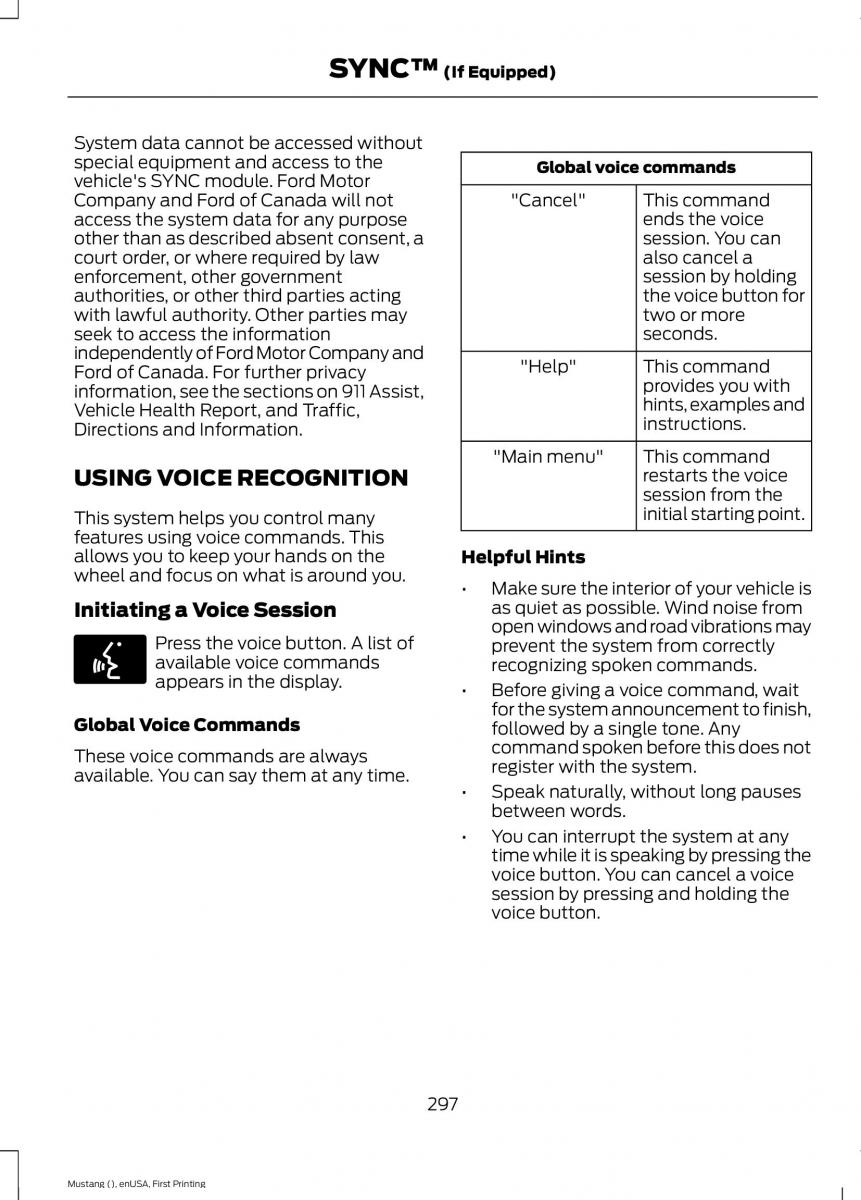 Ford Mustang VI 6 owners manual / page 300