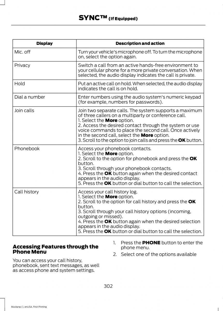 Ford Mustang VI 6 owners manual / page 305