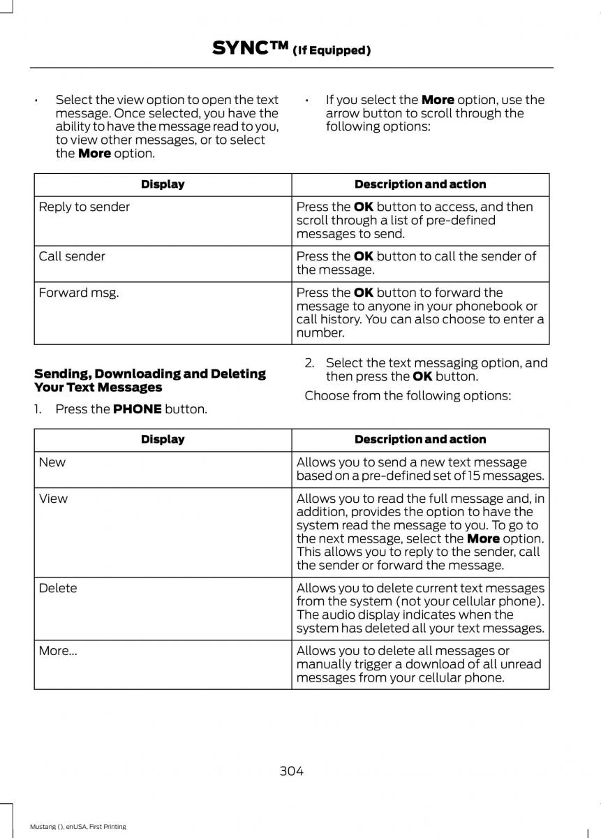 Ford Mustang VI 6 owners manual / page 307