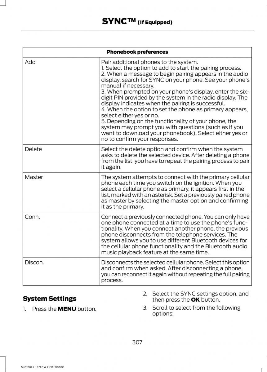 Ford Mustang VI 6 owners manual / page 310