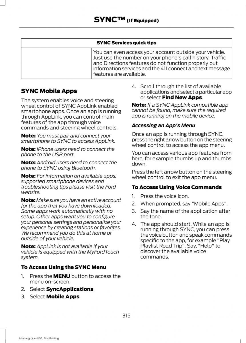 Ford Mustang VI 6 owners manual / page 318