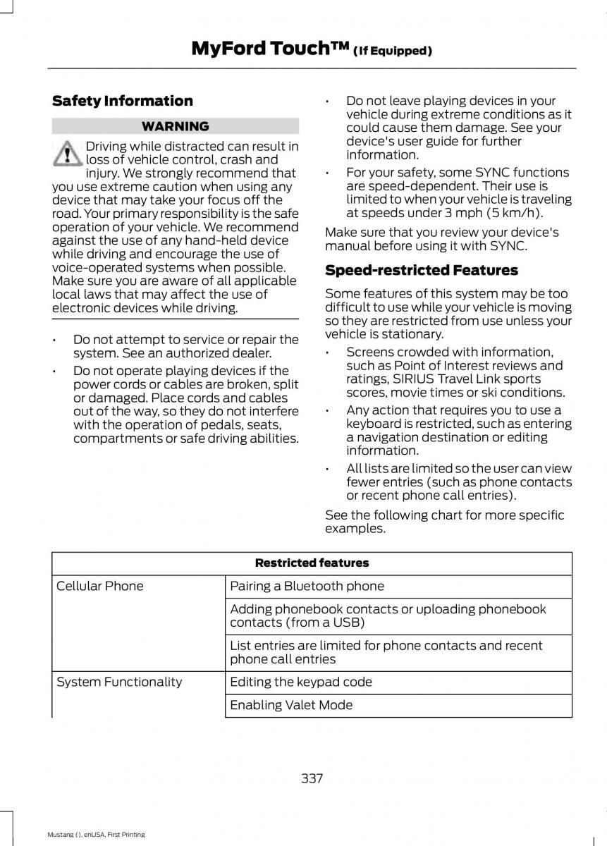 Ford Mustang VI 6 owners manual / page 340