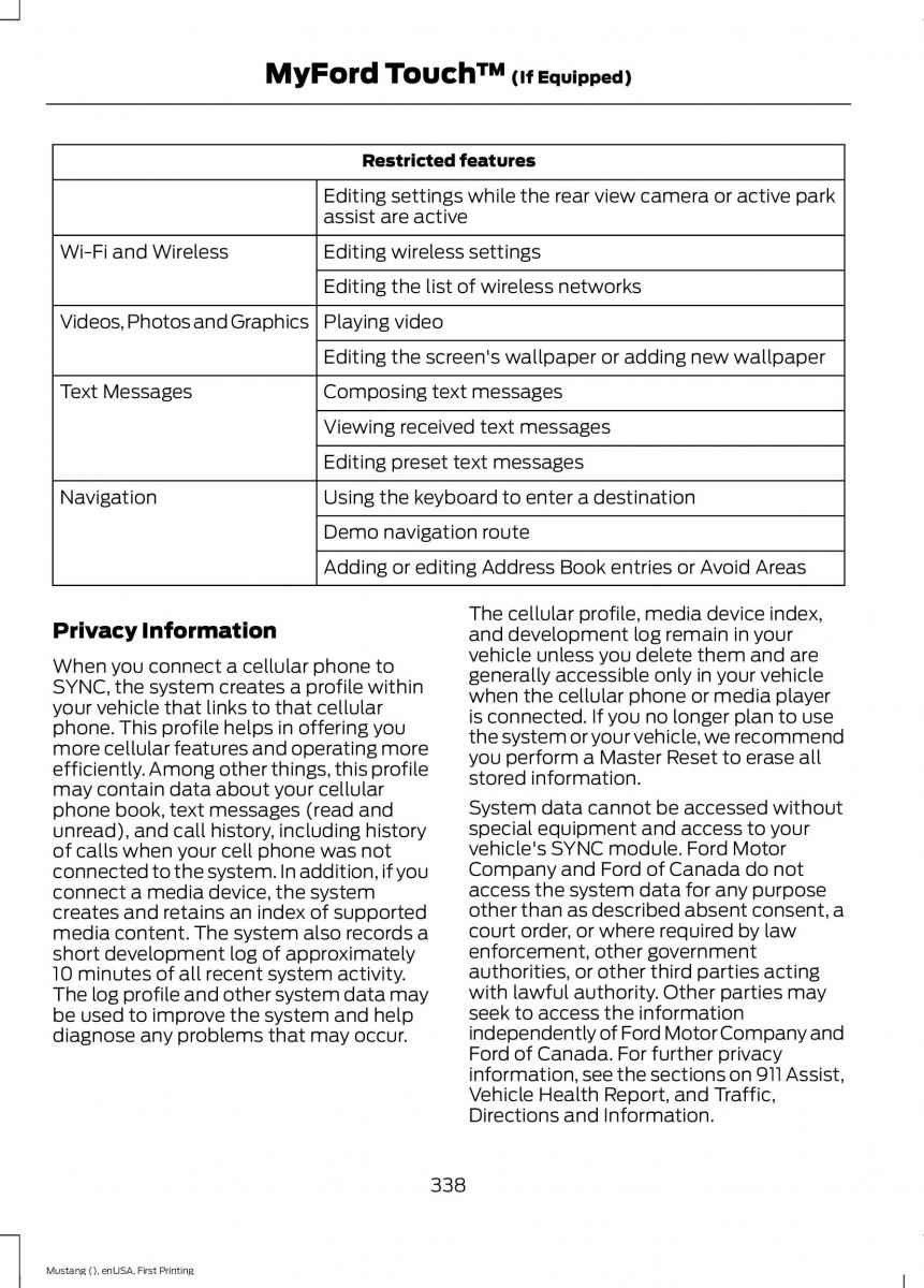 Ford Mustang VI 6 owners manual / page 341