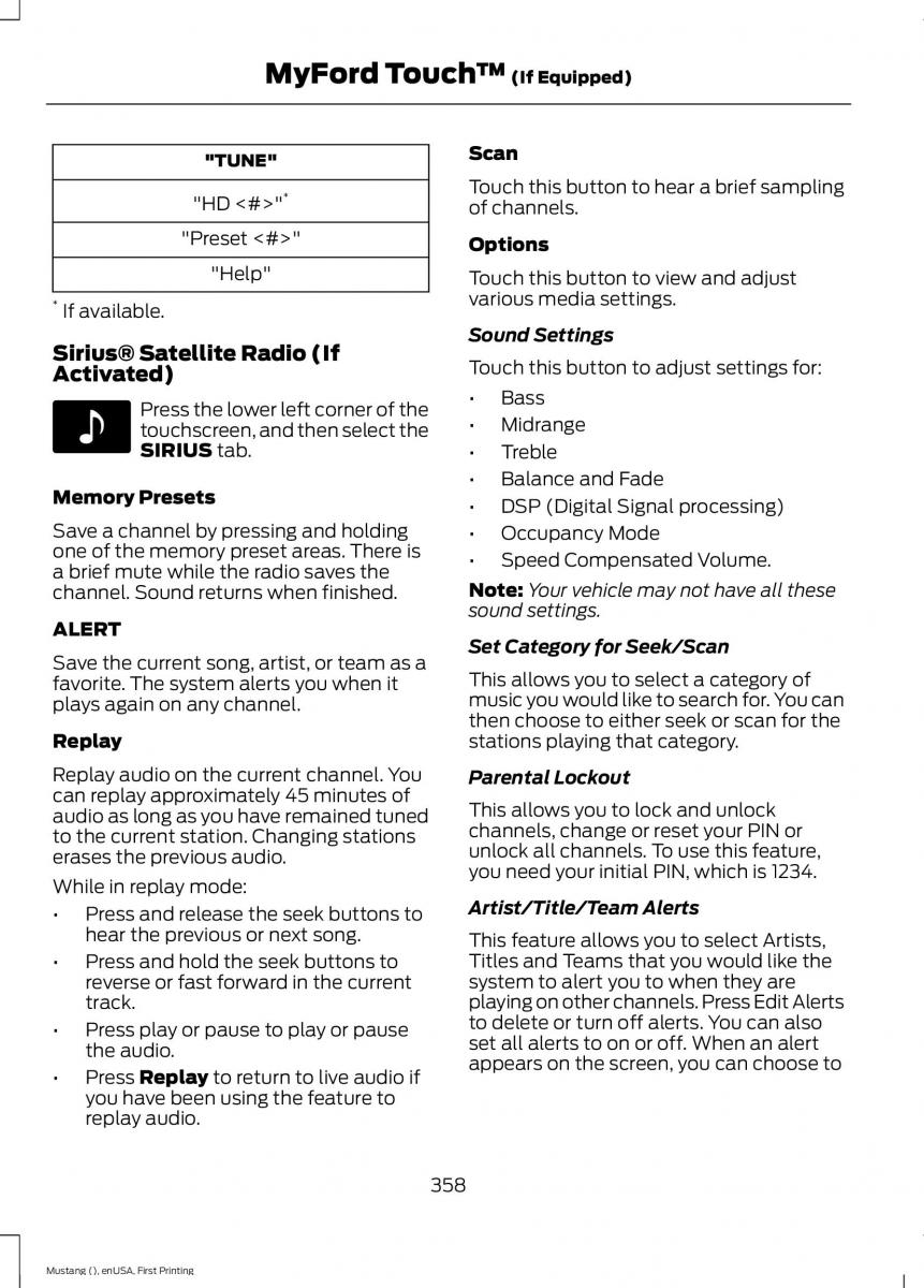 Ford Mustang VI 6 owners manual / page 361