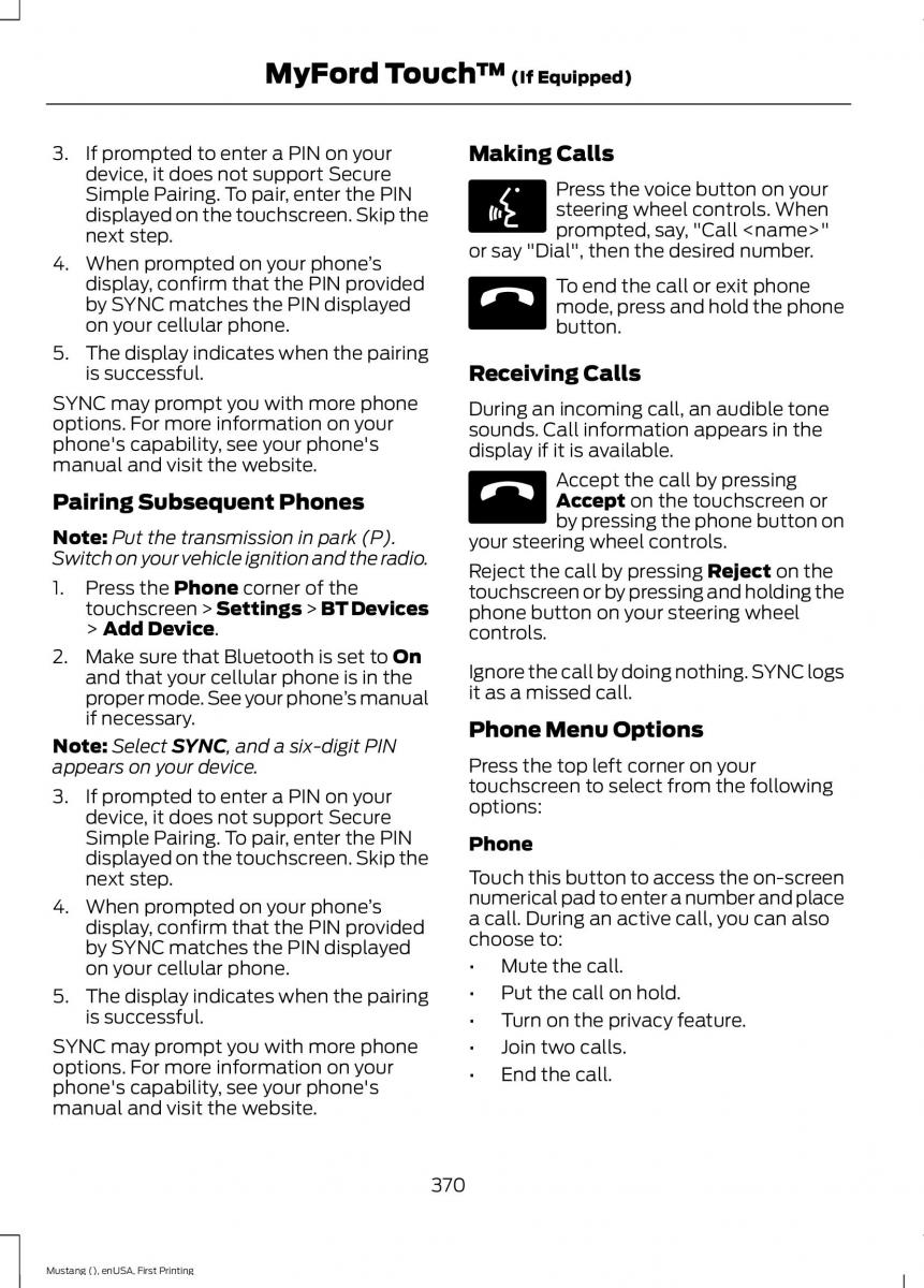 Ford Mustang VI 6 owners manual / page 373