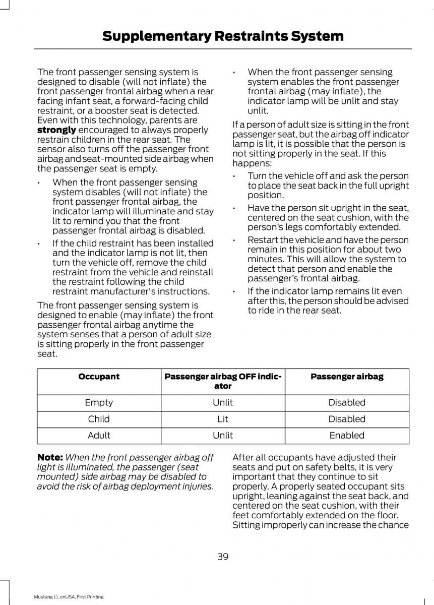 Ford Mustang VI 6 owners manual / page 42