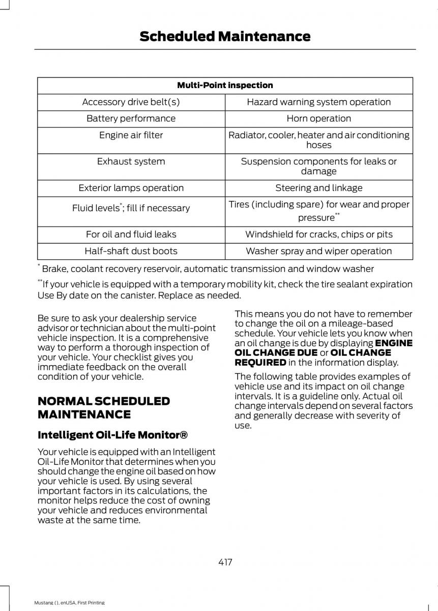 Ford Mustang VI 6 owners manual / page 420