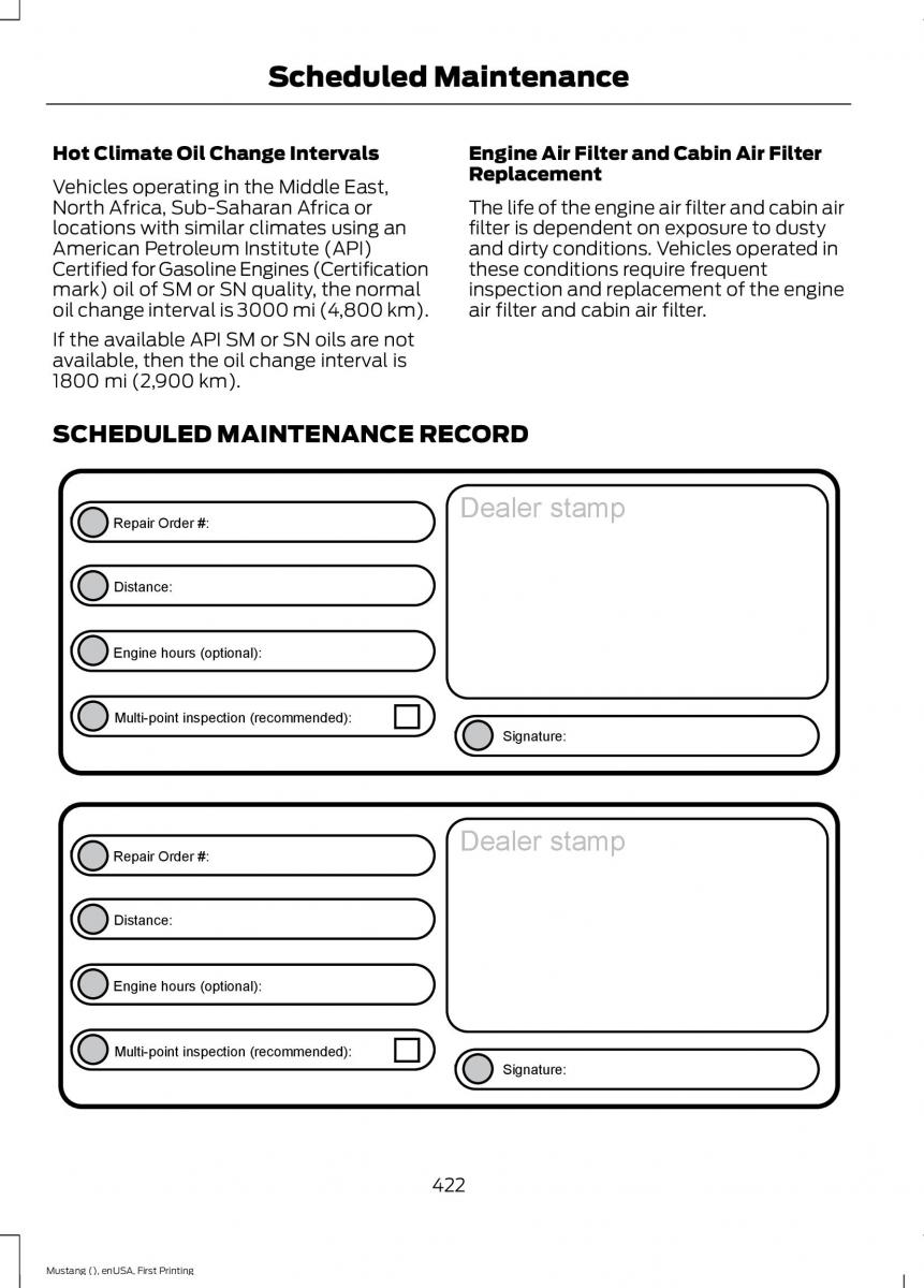 Ford Mustang VI 6 owners manual / page 425