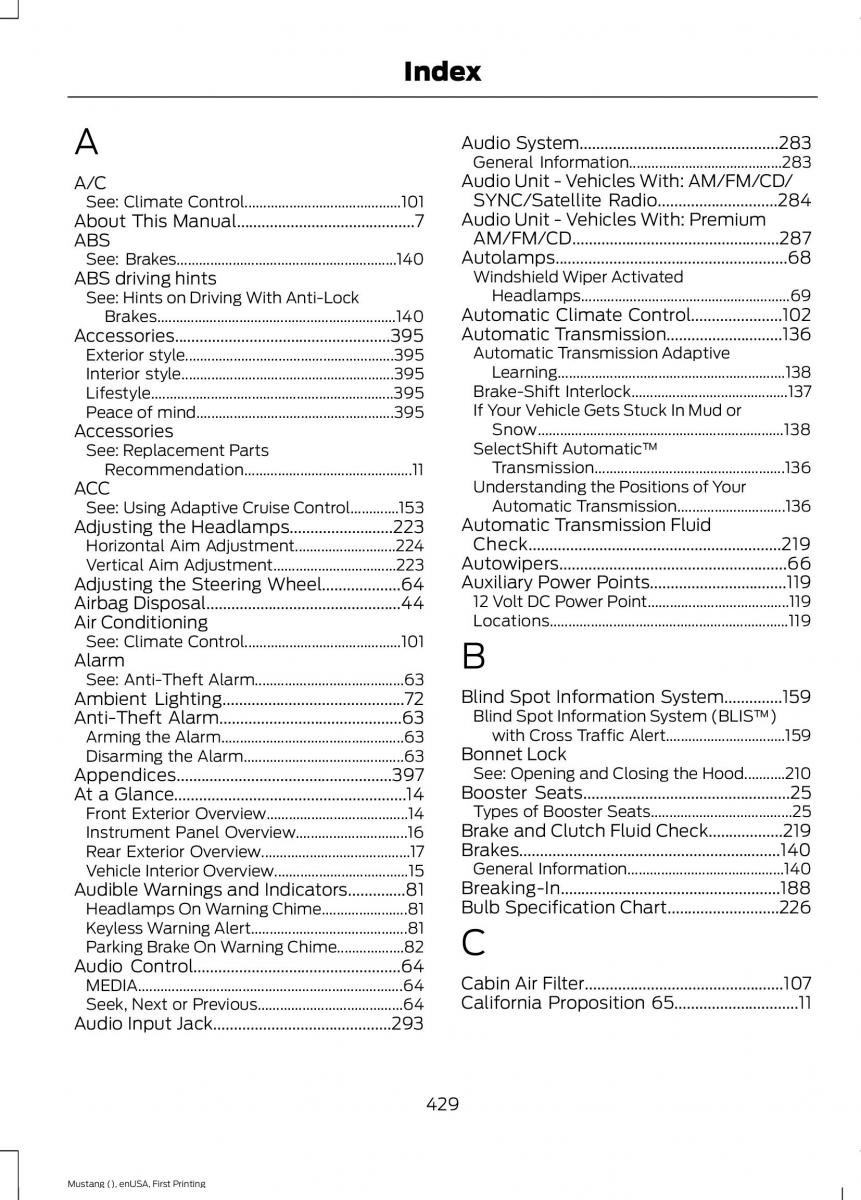 Ford Mustang VI 6 owners manual / page 432