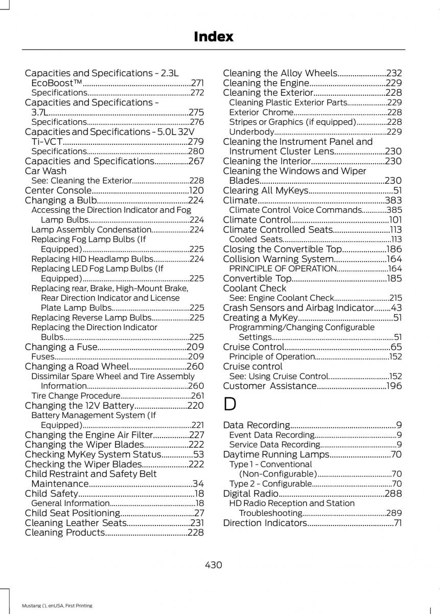 Ford Mustang VI 6 owners manual / page 433