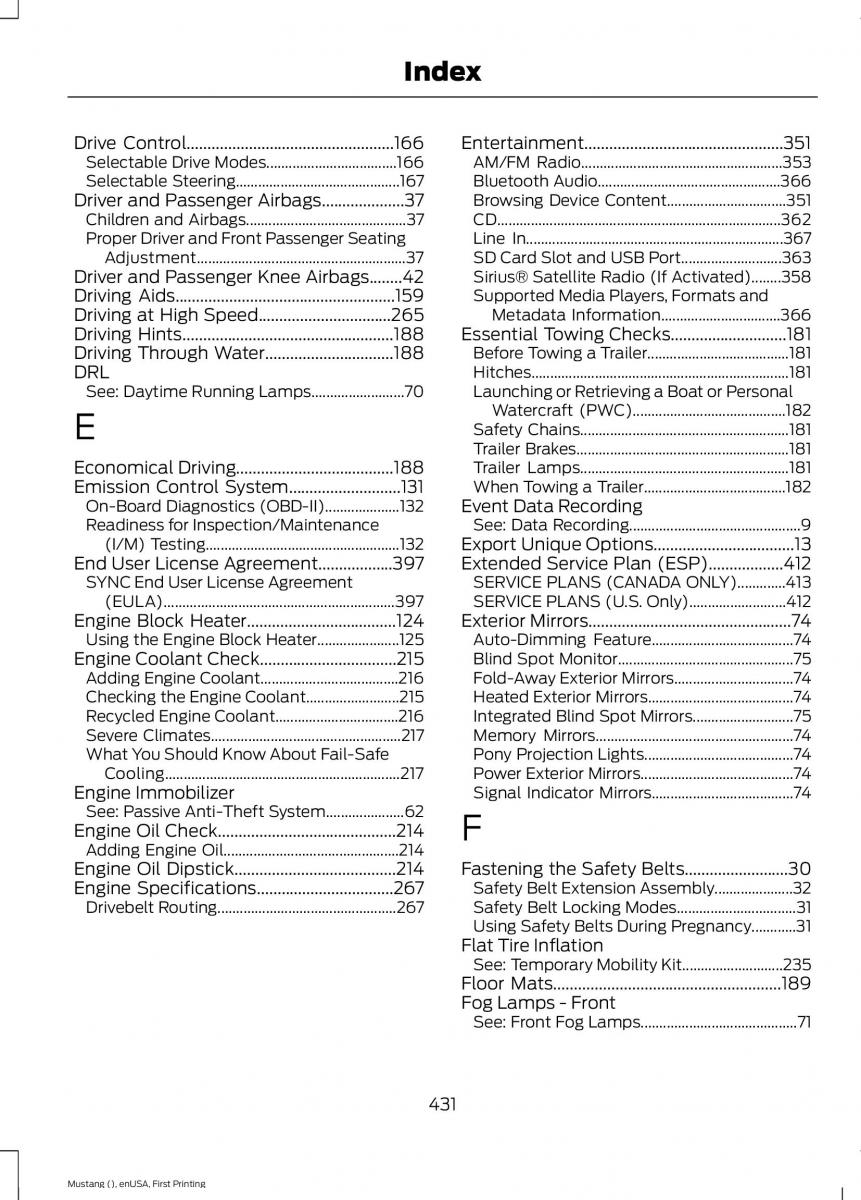 Ford Mustang VI 6 owners manual / page 434