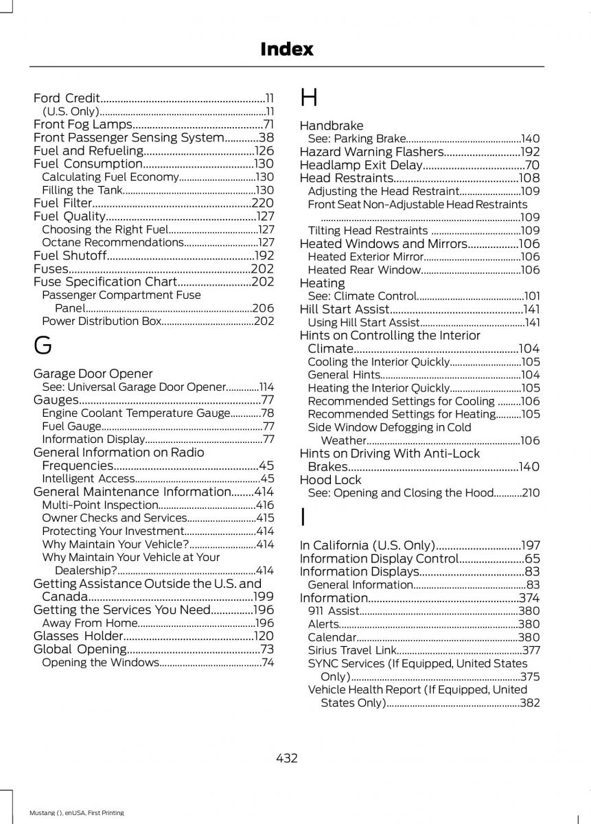 Ford Mustang VI 6 owners manual / page 435