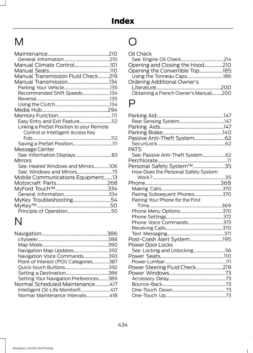 Ford Mustang VI 6 owners manual / page 437