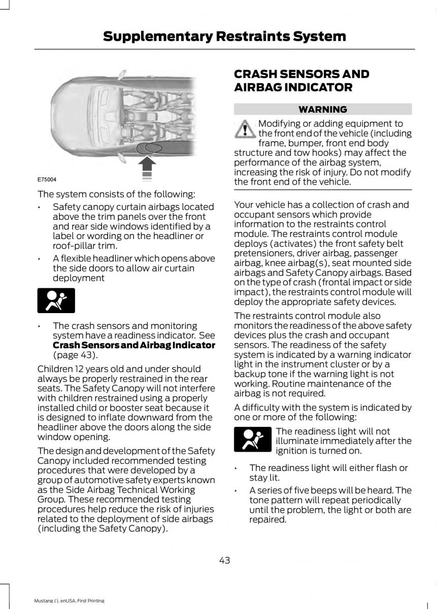 Ford Mustang VI 6 owners manual / page 46